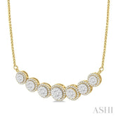 1 1/5 Ctw Circular Mount Lovebright Round Cut Diamond Necklace in 14K Yellow & White Gold